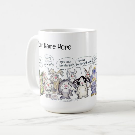 19 Cartoon Bunderful Bunny Rabbits Custom Mok (Voorkant links)