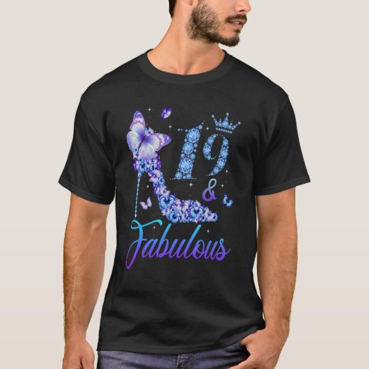 19. en Fabulous Diamond High Heels Happy 19th Birt T-shirt (Voorkant)