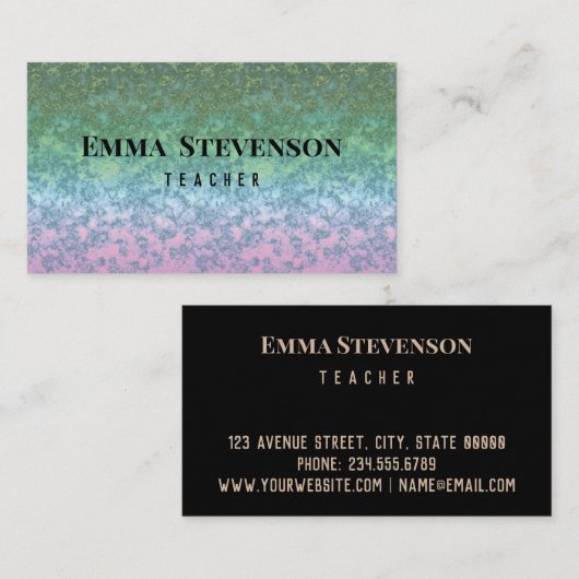 19 Groenroze, abstract, patroon, roze en groen Visitekaartje (Voorkant / Achterkant)