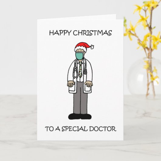 19 Happy Kerstdokter Kaart (Gele Bloem)