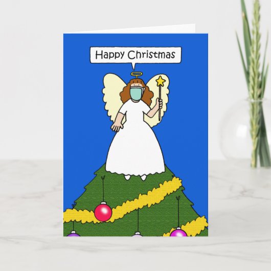 19 Happy kerstengel in een masker Kaart (Voorkant)