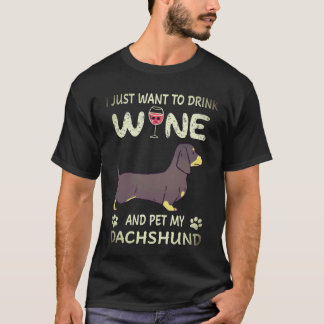19 Ik wil gewoon wijn drinken en mijn Dachshund aa T-shirt