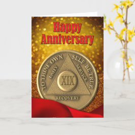 19 Jaar AA Munt Glitter Happy Jubileum Kaart