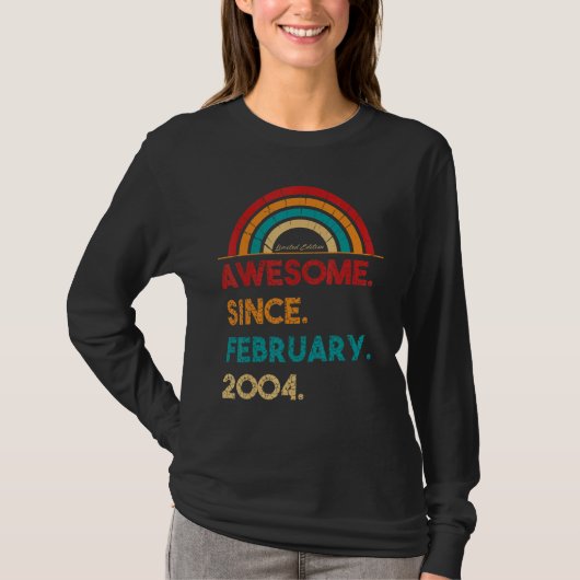 19 jaar Geweldige sinds februari 2004 19e geboorte T-shirt (Voorkant)