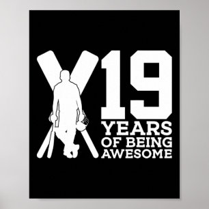 19 jaar lang geweldig cricket 19e verjaardag poster