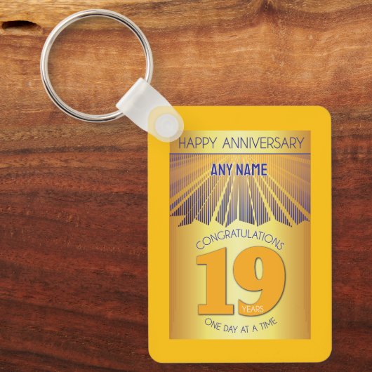 19 Jaar Nuchter Jubileum | Gouden Straal 12 Stappe Sleutelhanger (Voorkant)