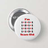 19 jaar oud Blk Red Ronde Button 5,7 Cm (Voorkant /achterkant)