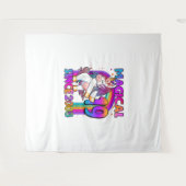 19 jaar oud eenhoorn flossende 19e verjaardag meis wandkleed (Voorkant (horizontaal))