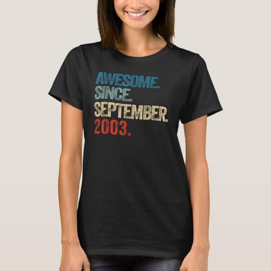 19 jaar oud Geweldige sinds september 2003 19e ver T-shirt (Voorkant)