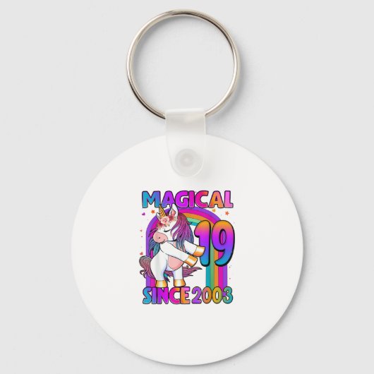 19 jaar oud Unicorn Flossing 19th Birthday Girl U Sleutelhanger (Voorkant)