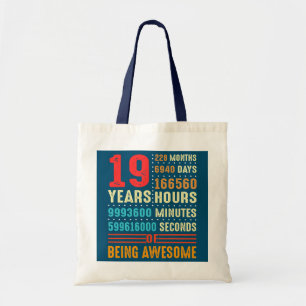 19 jaar oude 19e verjaardag Vintage 228 maanden vo Tote Bag