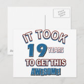 19 jaar oude design briefkaart (Voorkant / Achterkant)