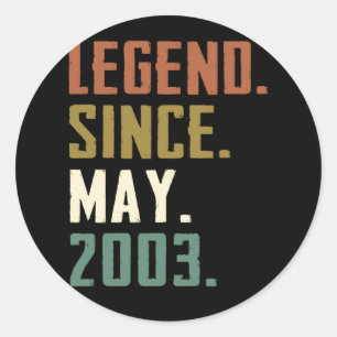 19 jaar oude leggende sinds 19 mei 2003 ronde sticker