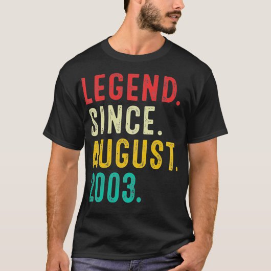 19 jaar oude Retro Legend sinds augustus 2003 19e  T-shirt (Voorkant)