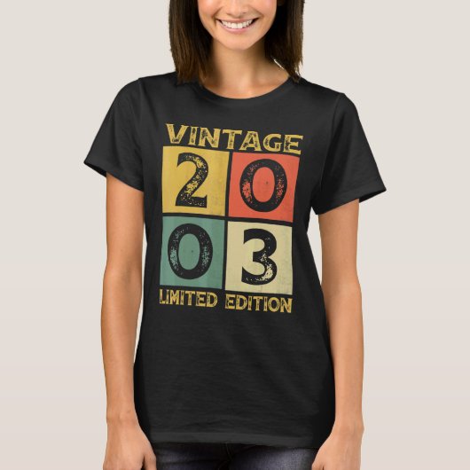 19 jaar oude retroflector 2003 19e verjaardag t-shirt (Voorkant)