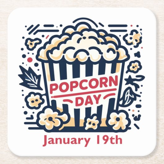 19 jan - Popcorndag Kartonnen Onderzetters (Voorkant)
