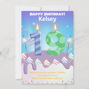 19-jarige Happy Birthday-kaart