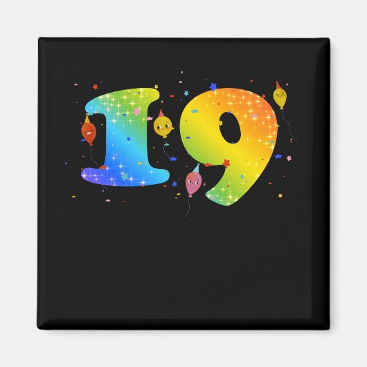 19-jarige meisjes 19e verjaardag magneet (Voorkant)