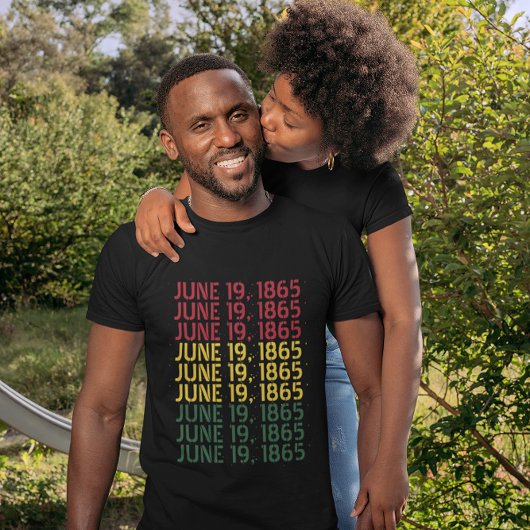 19 juni 1865 Herhaling tekst zwarte geschiedenis J T-shirt