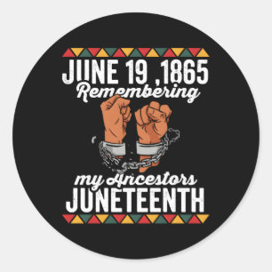19 juni 1865 Herinnering aan mijn voorouders Junen Ronde Sticker