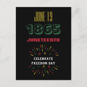 19 juni 1865 Juneteenth Black History Fireworks Feestdagenkaart