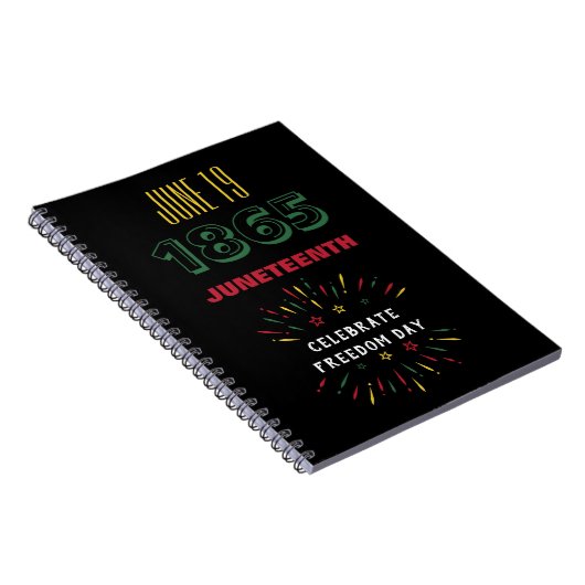 19 juni 1865 Juneteenth Black History Fireworks Notitieboek (Rechterzijde)