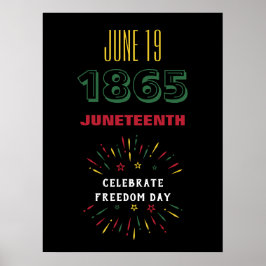 19 juni 1865 Juneteenth Black History Fireworks Poster