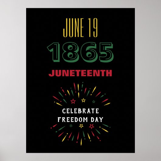 19 juni 1865 Juneteenth Black History Fireworks Poster (Voorkant)