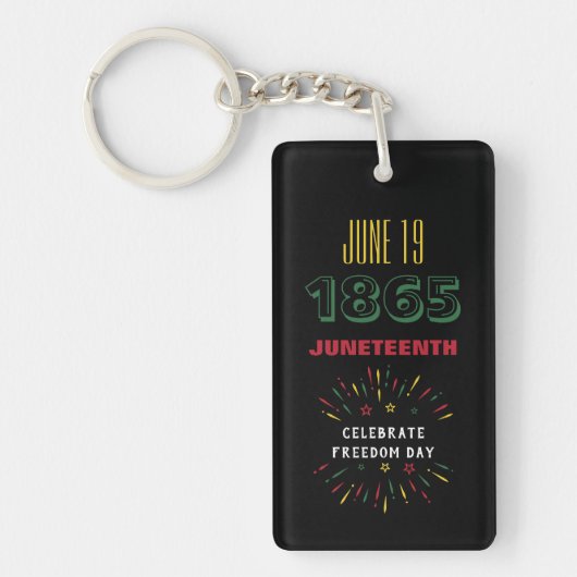 19 juni 1865 Juneteenth Black History Fireworks Sleutelhanger (Voorkant)