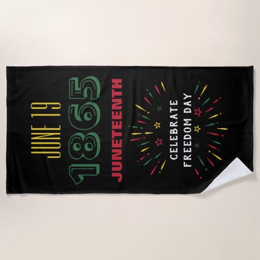 19 juni 1865 Juneteenth Black History Fireworks Strandlaken (Voorkant)