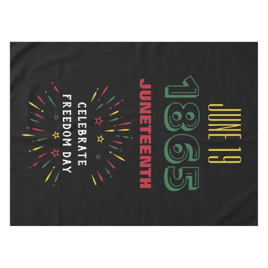 19 juni 1865 Juneteenth Black History Fireworks Tafelkleed (Voorkant (Horizontaal))