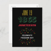 19 juni 1865 Juneteenth Zwarte Geschiedenis Vuurwe Feestdagenkaart (Voorkant / Achterkant)