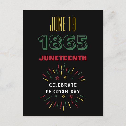 19 juni 1865 Juneteenth Zwarte Geschiedenis Vuurwe Feestdagenkaart (Voorkant)