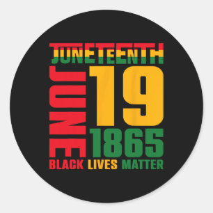 19 juni 1865 Zwarte Vrijheidsdag Black Li Ronde Sticker