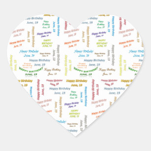 19 juni, 19-jarige ticker hart sticker