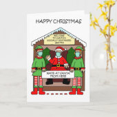 19 kerst Cartoon, Santa's Grotto. Kaart (Gele Bloem)