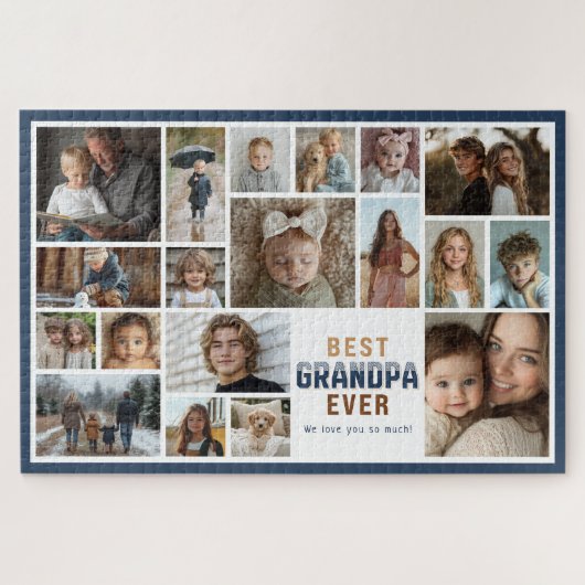 19 Photo Collage Best Grandpa Ever Legpuzzel (Horizontaal)
