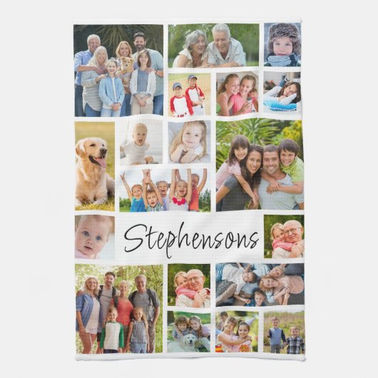 19 Photo Collage Modern Script Name Theedoek (Verticaal)