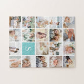 19 Square Photo Collage & Monogram Legpuzzel (Horizontaal)