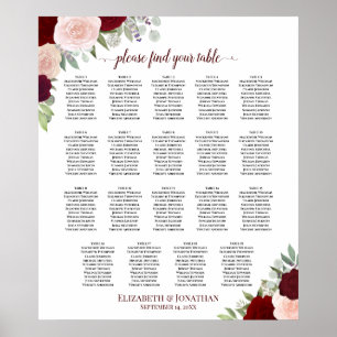 19 Tabel Bourgogne Rood en Blush Floral Seating Ch Poster