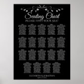 19 Tabel Elegant Black Wedding Seating Chart Poster (Voorkant)