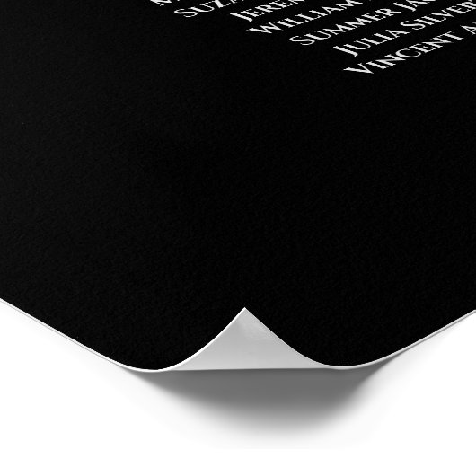 19 Tabel Elegant Black Wedding Seating Chart Poster (Hoek)