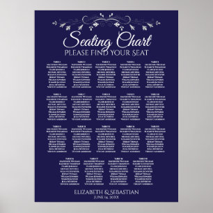 19 Tabel Elegant marineblauw bruiloft Poster