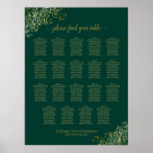 19 Tabel Emerald Green Gold Wedding Seating Chart Poster (Voorkant)