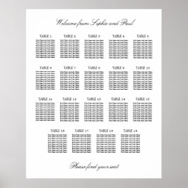 19 Tafel Elegante Minimalistische Zitplaatsindelin Poster