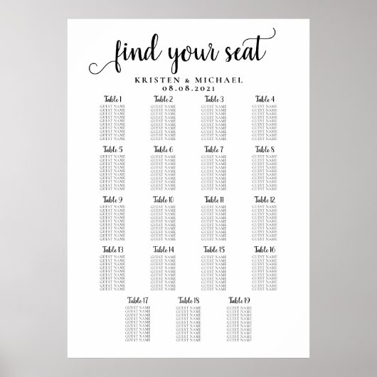 19 Tafel graafkaart voor grote weddenschappen Poster (Voorkant)