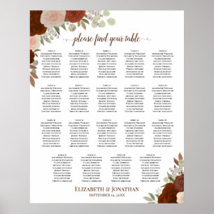 19 tafel oranje herfst bloemstuk bruiloft zitplaat poster