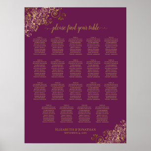 19 Tafel - Paars gouden weddenschappen Poster