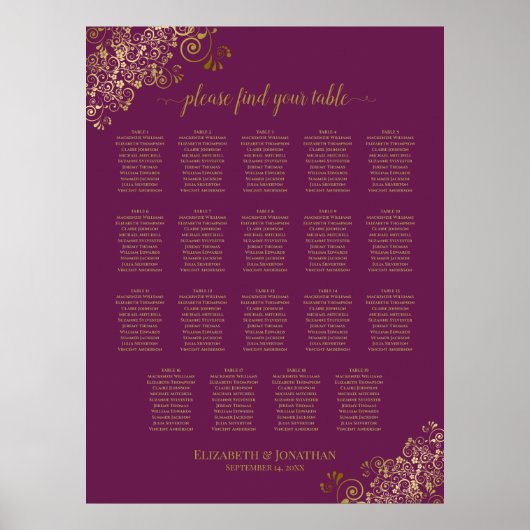19 Tafel - Paars gouden weddenschappen Poster (Voorkant)