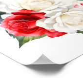 19 Tafel Rood Wit Rose Bloemen Zitting Grafiek Poster (Hoek)